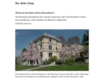 20130823 Wann ist ein Haus NZZ